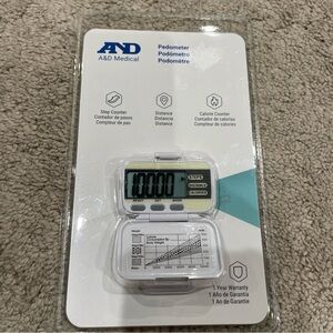 White Digital Pedometer Clip-On with Step, Distance & Calorie Counter